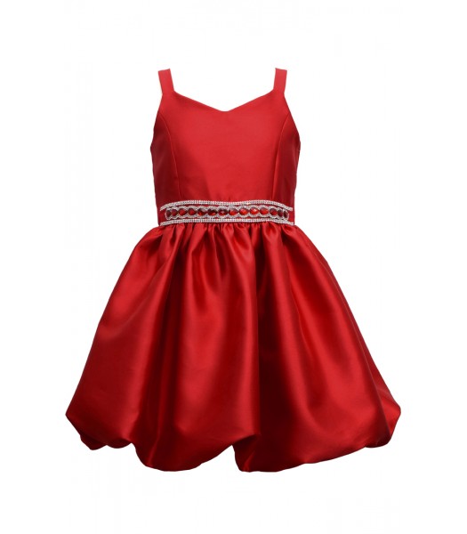Iris & Ivy Red Jewelled Waist Pleated Dress
